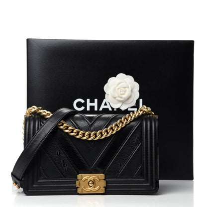 Chanel Caviar Suede Calfskin Chevron Medium Boy Flap Black 13 of 13