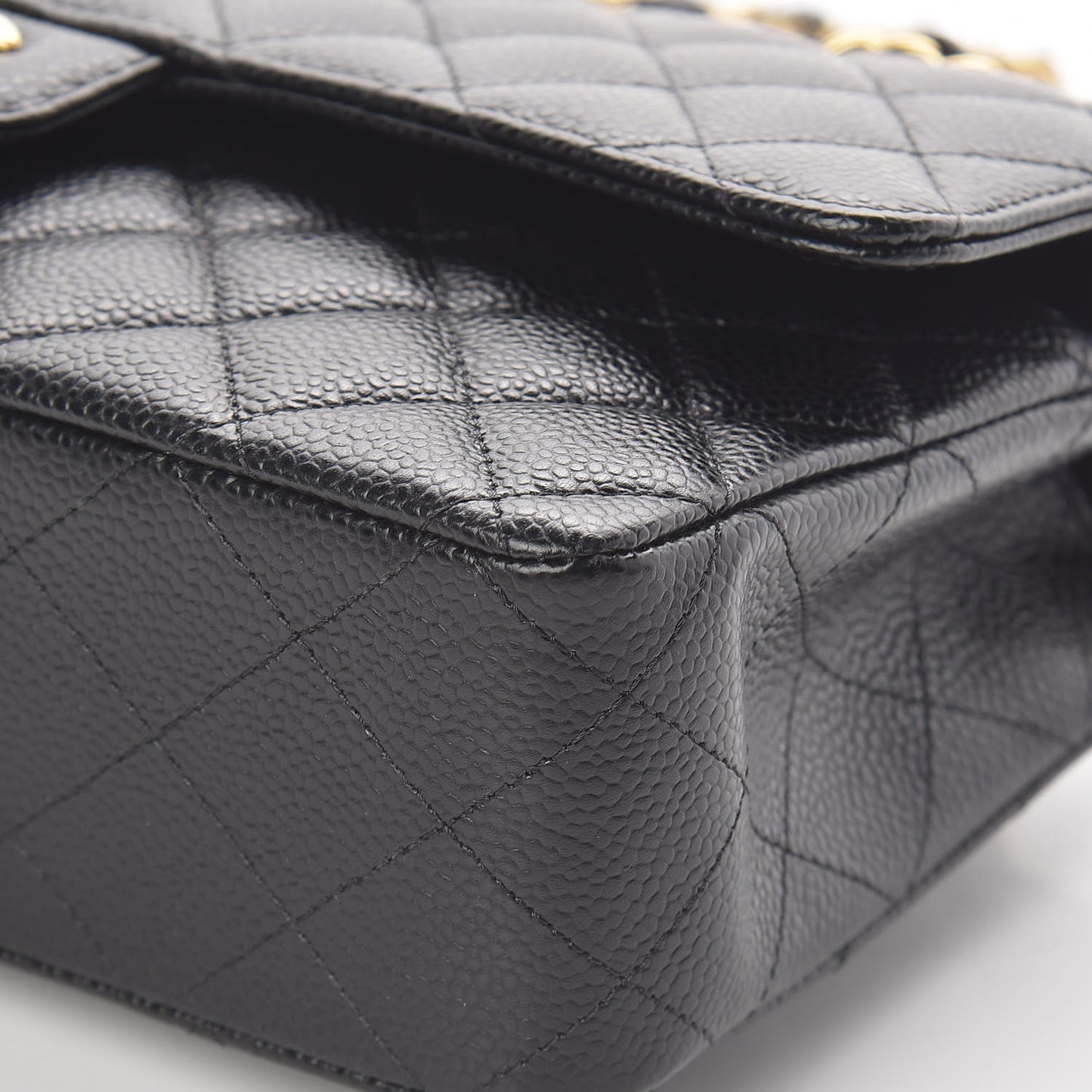 Caviar Quilted Medium Double Flap Black