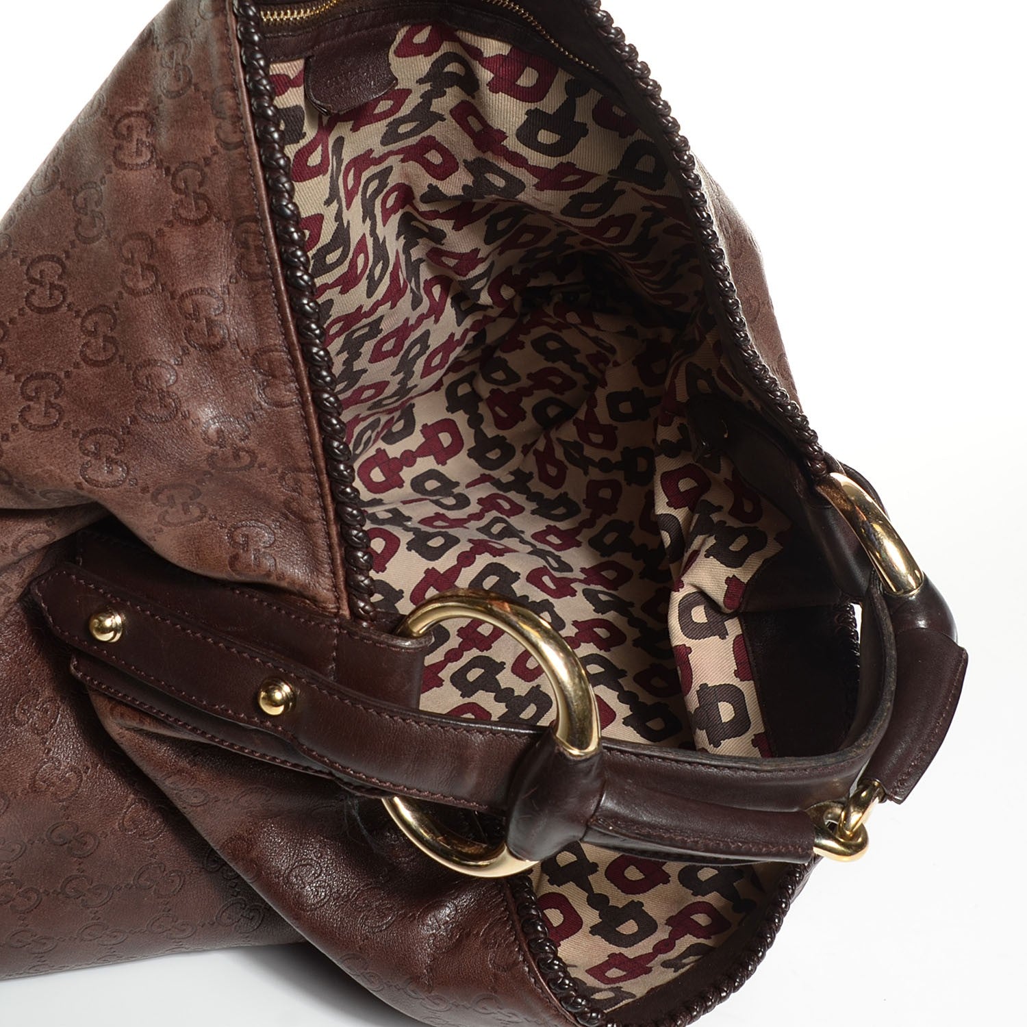 Gucci Guccissima Large Horsebit Chain Hobo Brown 5 of 9
