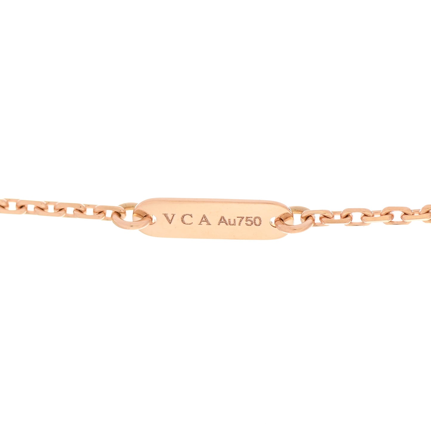 18K Rose Gold Diamond Pink Porcelain Vintage Alhambra Pendant Necklace