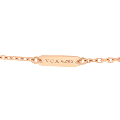 Van Cleef & Arpels 18K Rose Gold Diamond Pink Porcelain Vintage Alhambra Pendant Necklace 4 of 7