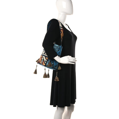 Christian Dior Canvas Embroidered Paisley D-Bubble Bucket Bag Blue Multicolor 2 of 11