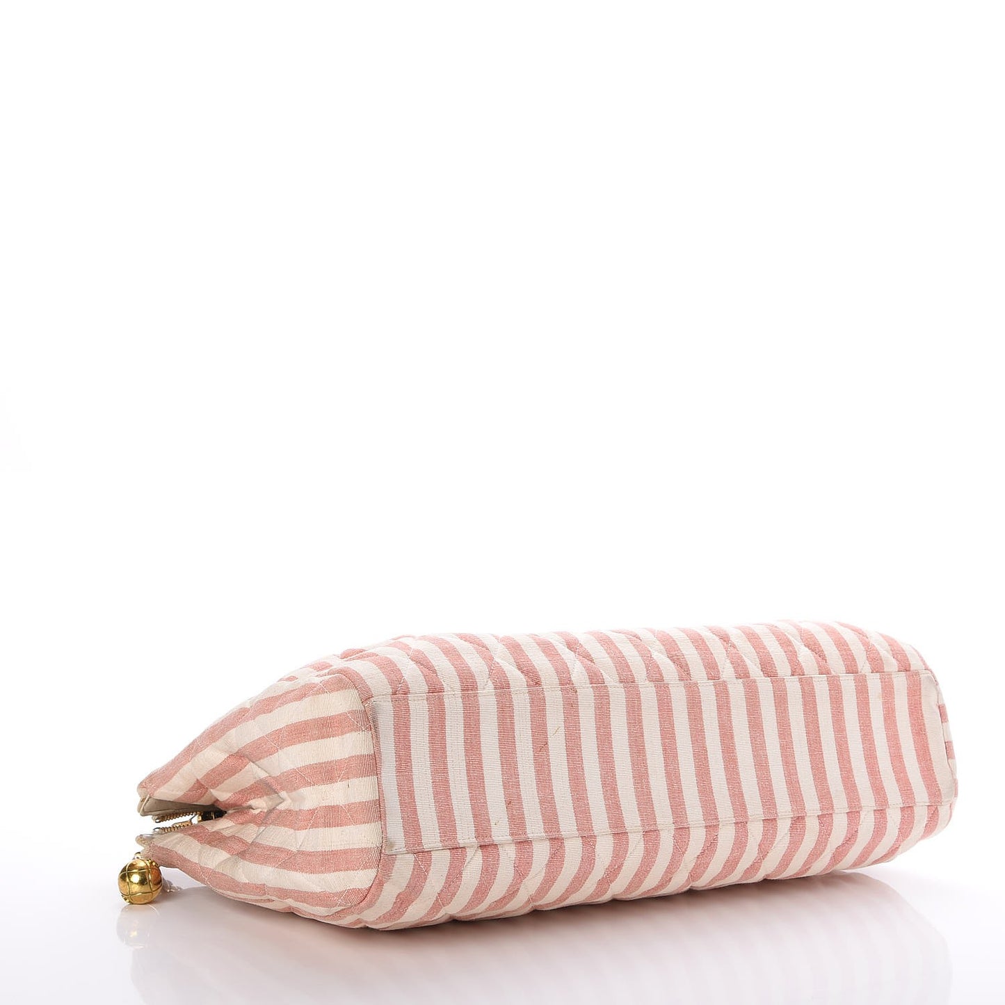 Canvas Quilted Striped Tote Red White