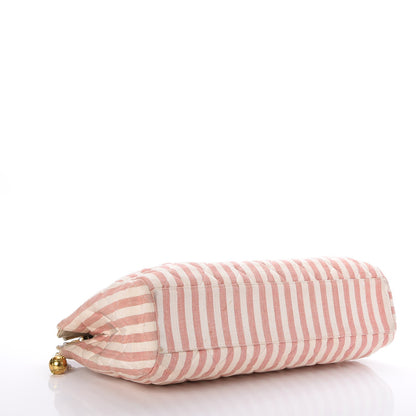 Chanel Canvas Quilted Striped Tote Red White 4 of 11