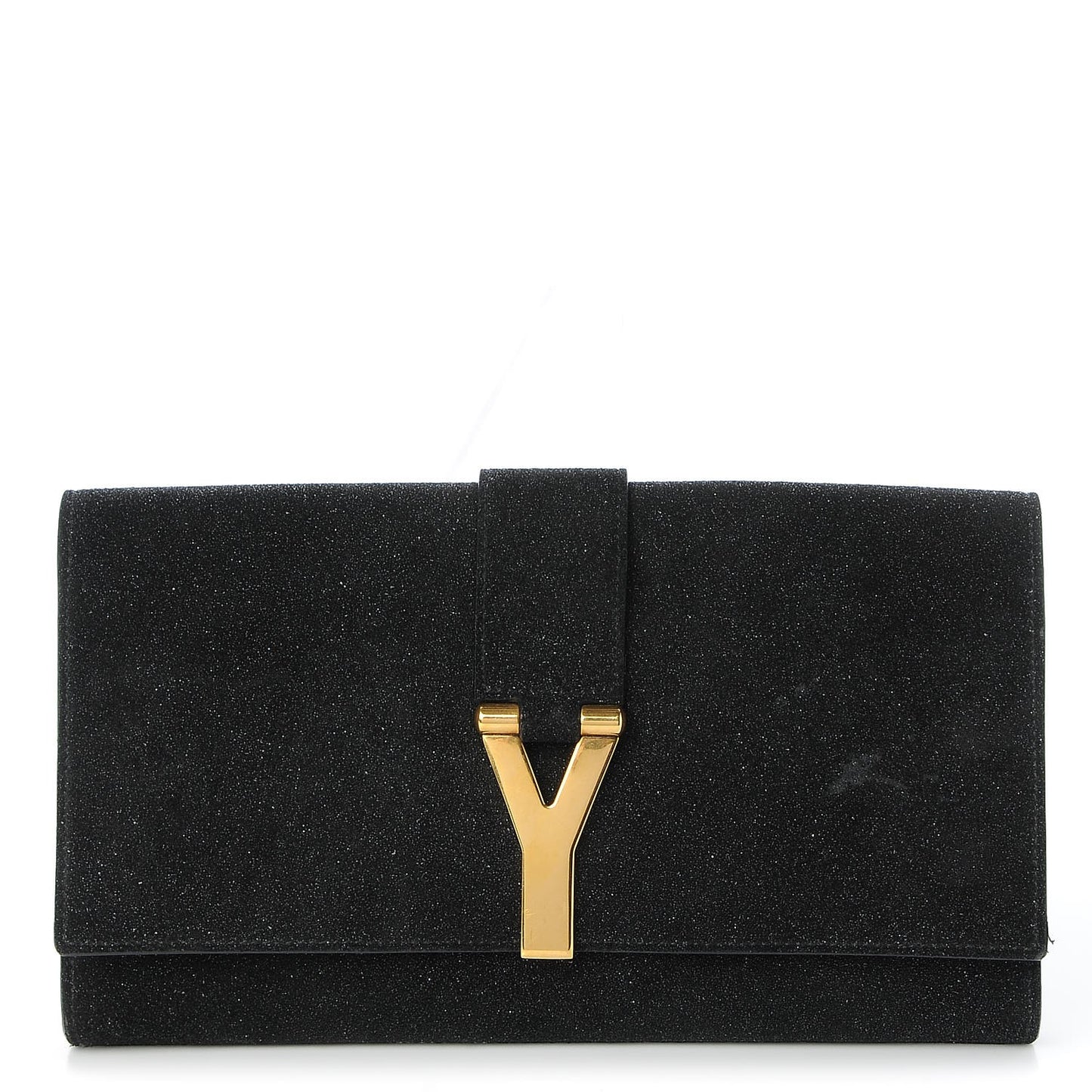 Glitter Calfskin Classic Y Ligne Clutch Black