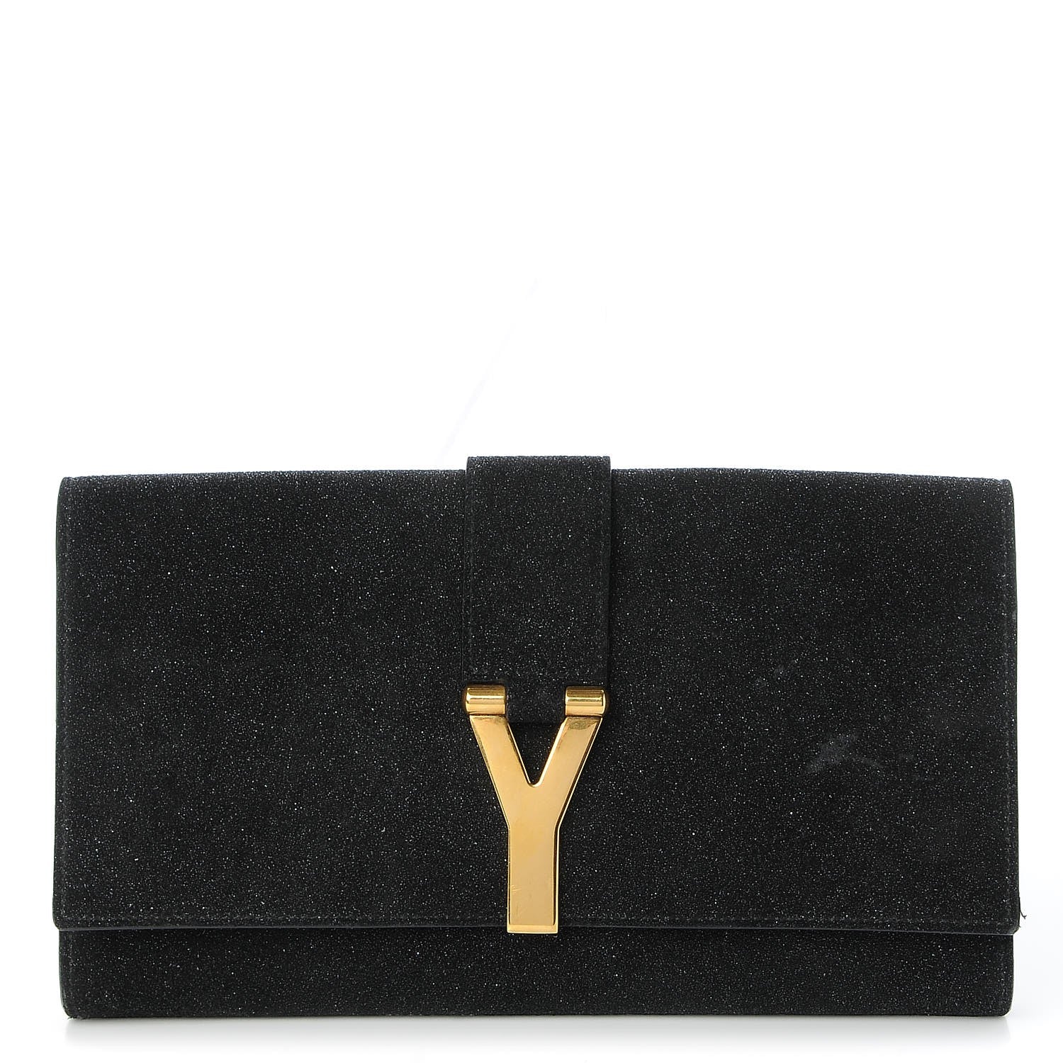 Saint Laurent Glitter Calfskin Classic Y Ligne Clutch Black 1 of 8