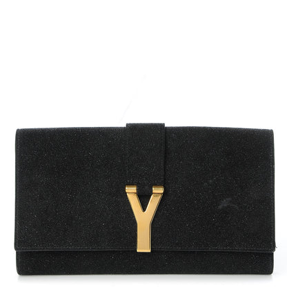 Saint Laurent Glitter Calfskin Classic Y Ligne Clutch Black 1 of 8