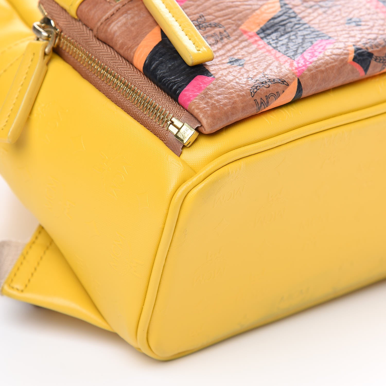 MCM Coated Canvas Diamond Print Mini Backpack Yellow 8 of 11