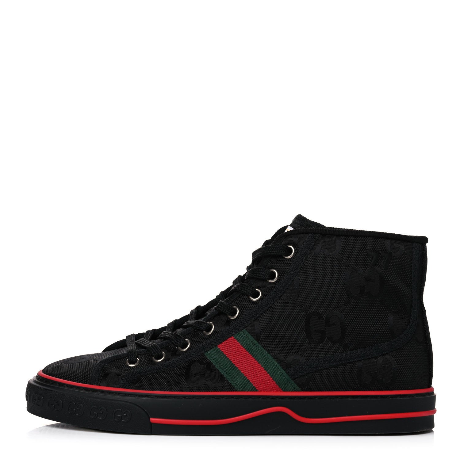 Gucci Econyl Nylon Web Monogram Off The Grid Womens 1977 Tennis High Top Sneakers 39.5 Black 1 of 15