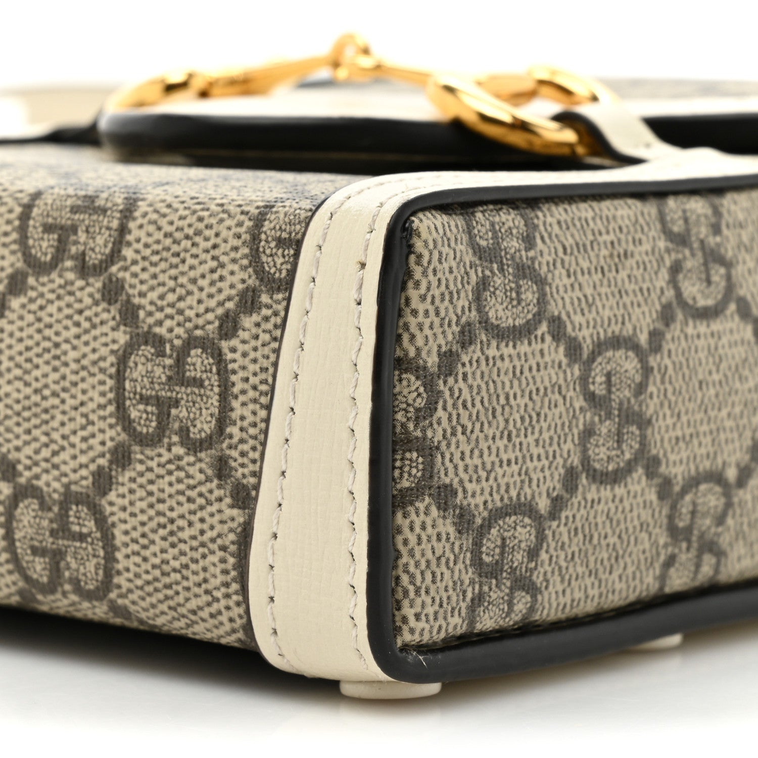 Gucci GG Supreme Monogram Azalea Calfskin Mini Horsebit 1955 Crossbody Bag Beige Ebony Mystic White 8 of 10
