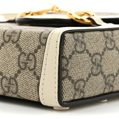 Gucci GG Supreme Monogram Azalea Calfskin Mini Horsebit 1955 Crossbody Bag Beige Ebony Mystic White 8 of 10