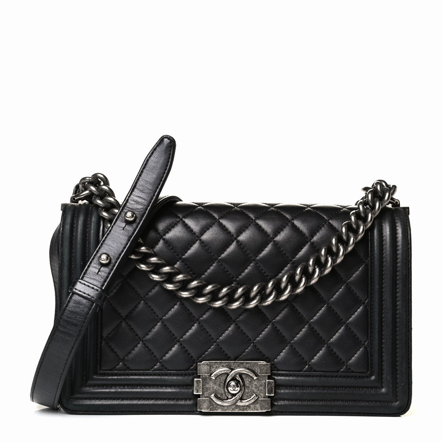 Chanel Lambskin Quilted Medium Boy Flap Black 1 of 8