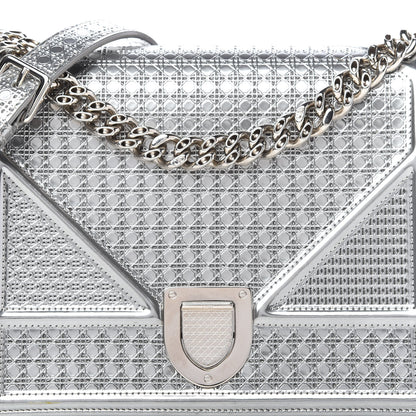 Christian Dior Metallic Patent Micro-Cannage Medium Diorama Flap Bag Silver 9 of 9