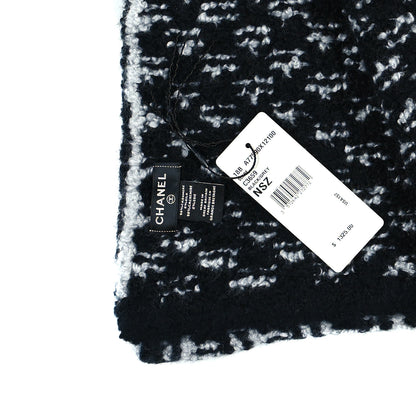 Chanel Cashmere Silk CC Scarf Black Grey 4 of 4