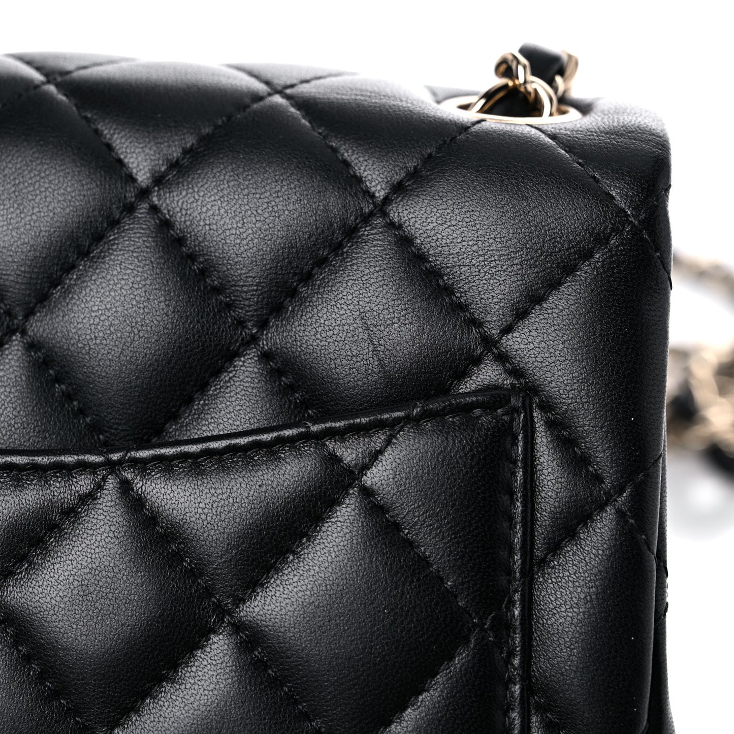 Lambskin Quilted Mini Square Flap Black
