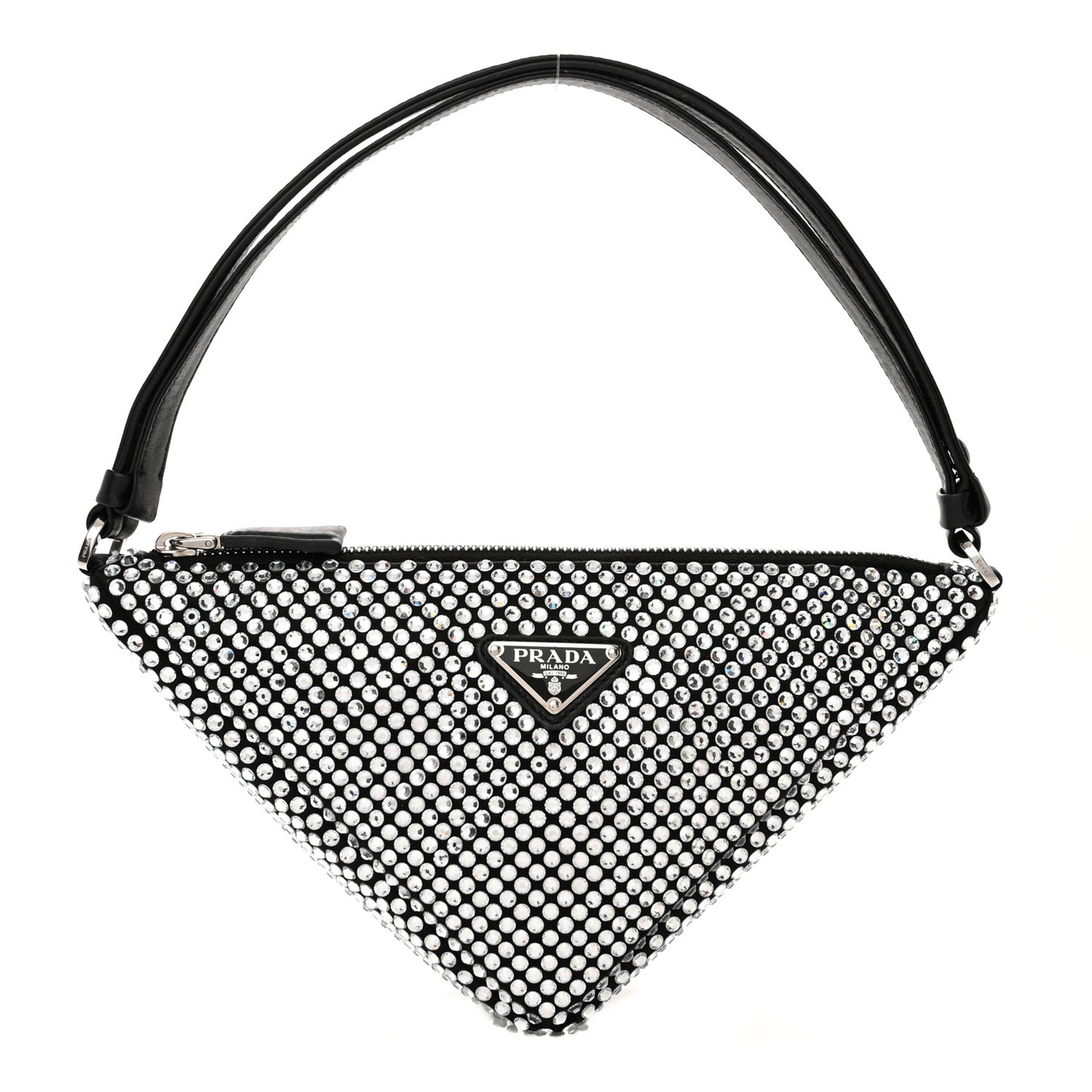 Satin Crystal Triangle Pouch Cristal