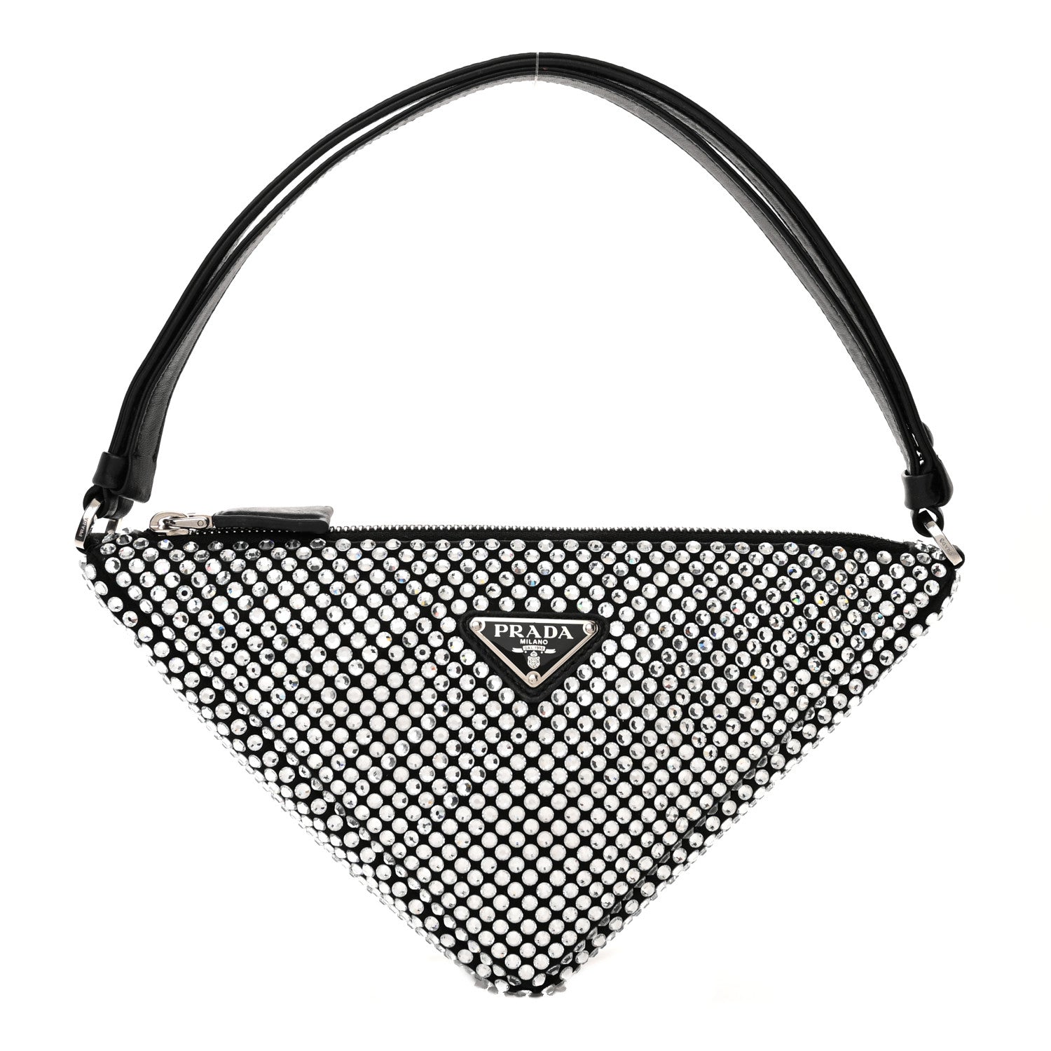 Prada Satin Crystal Triangle Pouch Cristal 1 of 14
