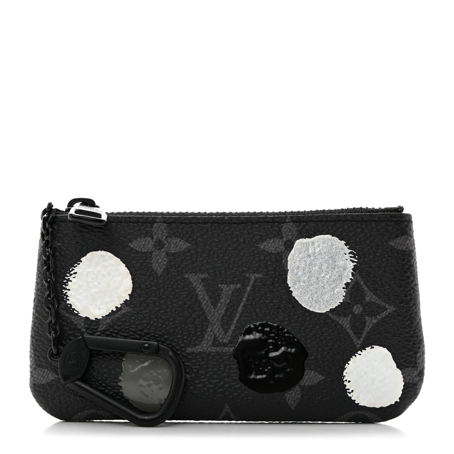 LV X YK Monogram Eclipse Key Pouch Black Silver