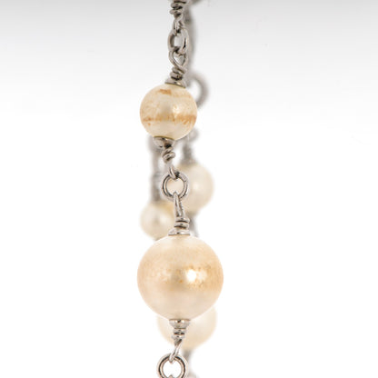 Chanel Crystal Pearl CC Long Necklace Silver 5 of 6