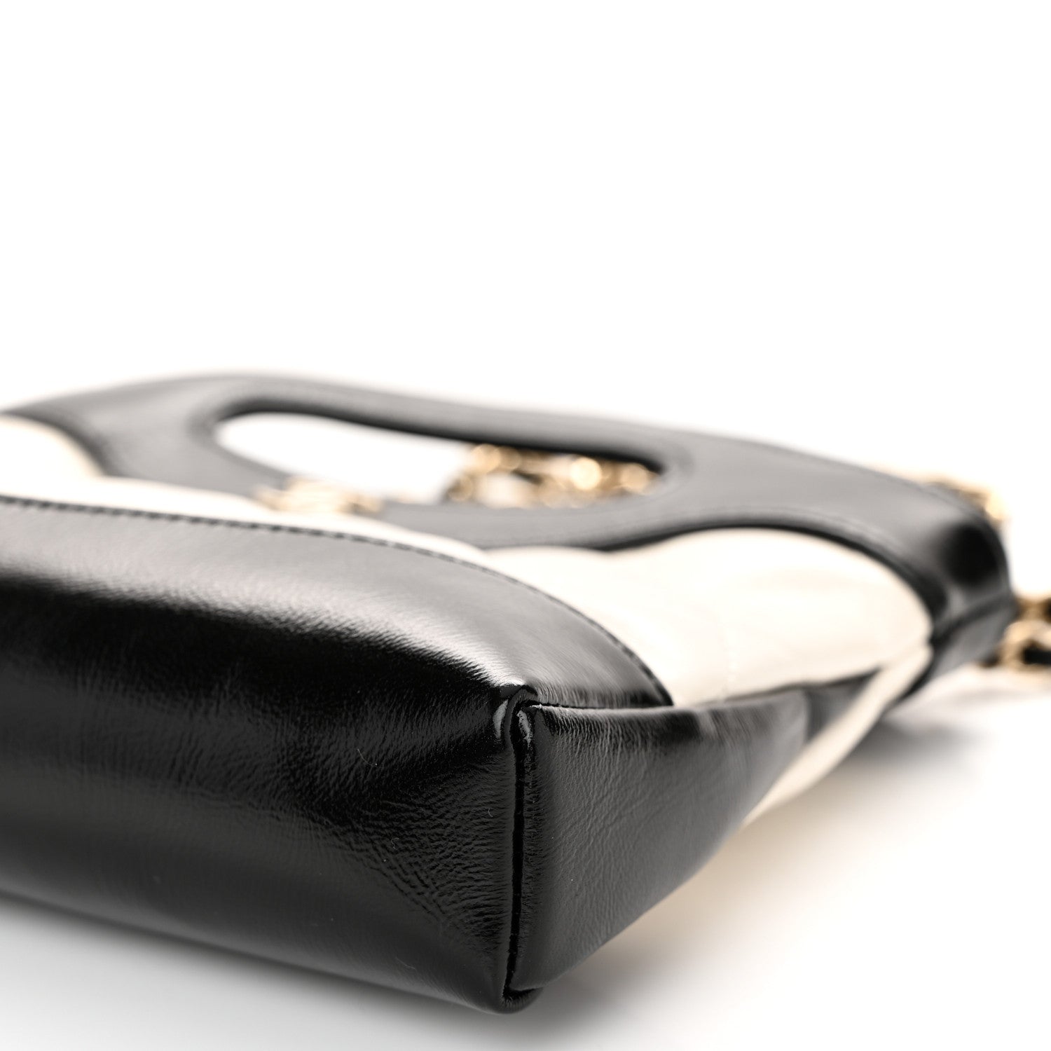 Chanel Shiny Crumpled Calfskin Quilted Nano 31 Shopping Bag White Black 10 of 11