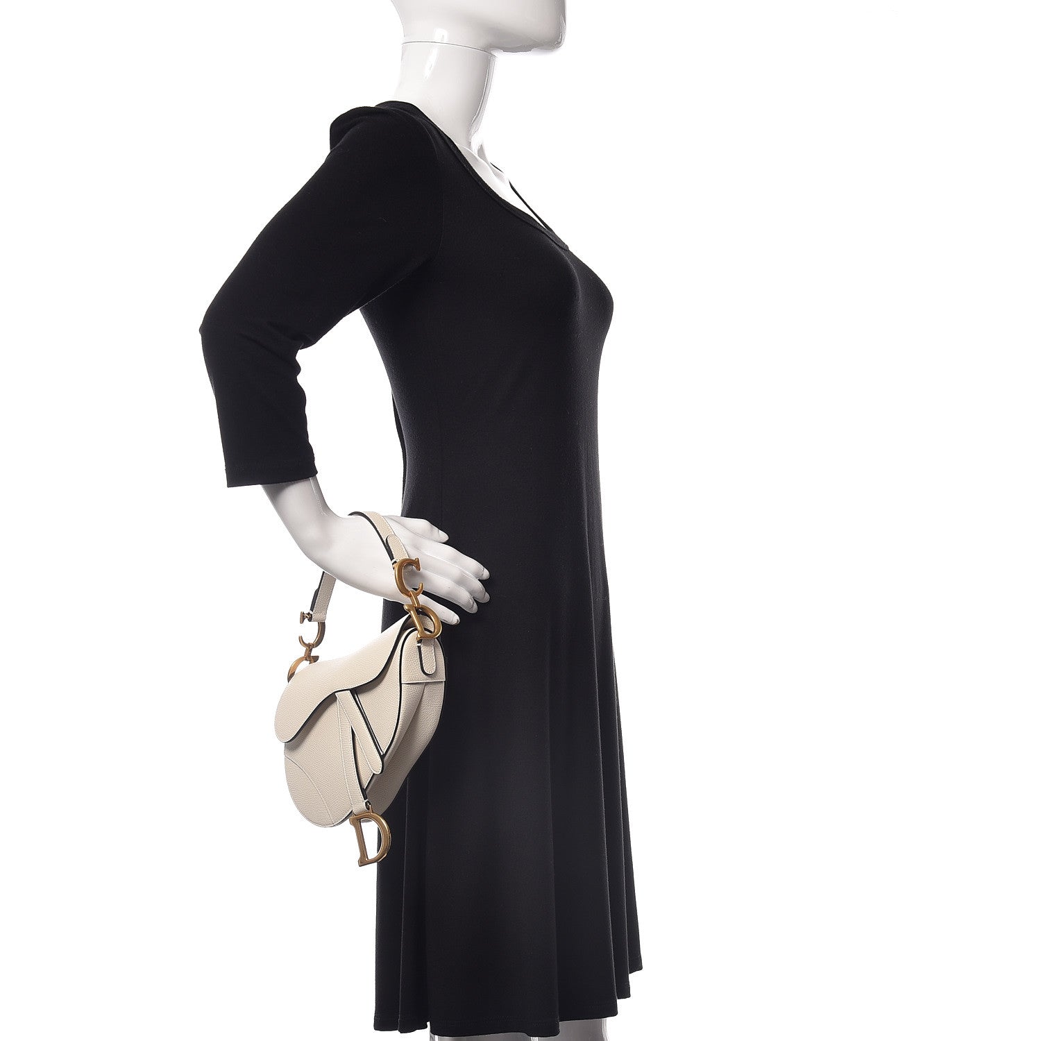 Christian Dior Grained Calfskin Mini Saddle Bag White 2 of 8