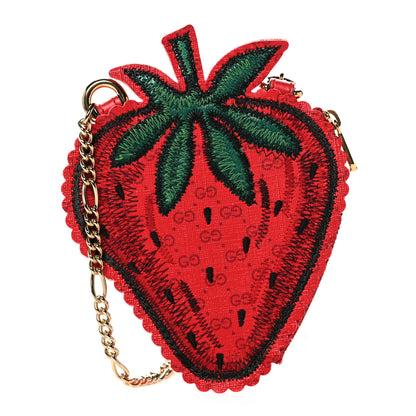 Gucci GG Supreme Monogram Embroidered Strawberry Pass Holder Crossbody Multicolor 1 of 11