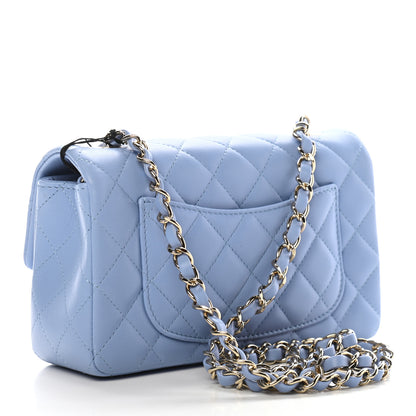 Chanel Lambskin Quilted Mini Rectangular Flap Light Blue 3 of 9