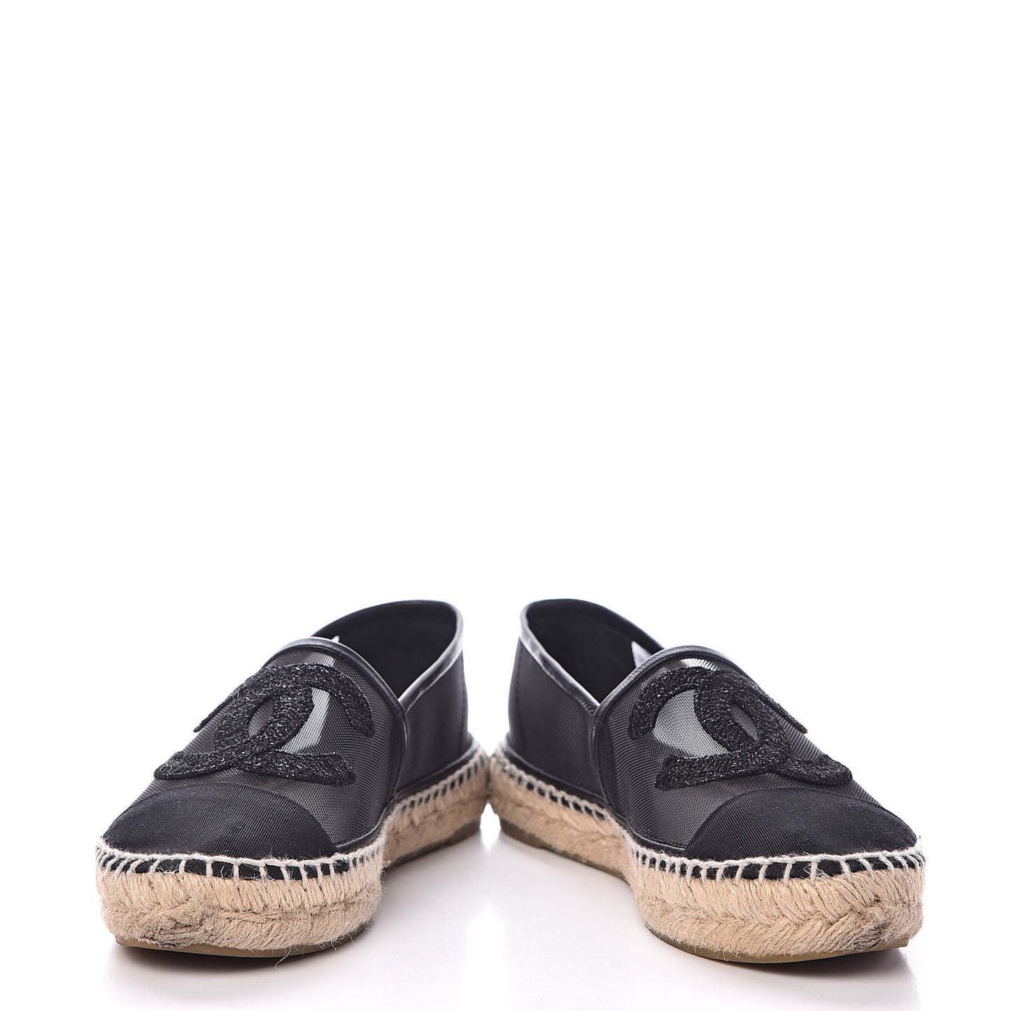 Mesh Grosgrain CC Espadrilles 35 Black