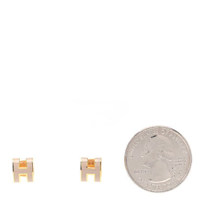 Hermes Gold Lacquered Mini Pop H Earrings Marron Glace 2 of 5