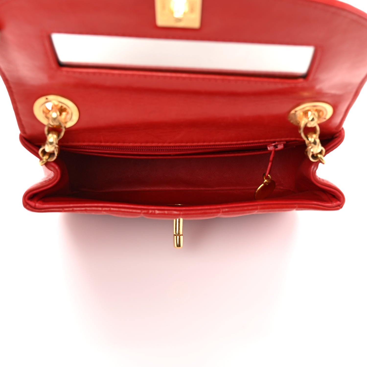 Chanel Lambskin Vertical Quilt Mini Square Flap Red 5 of 9