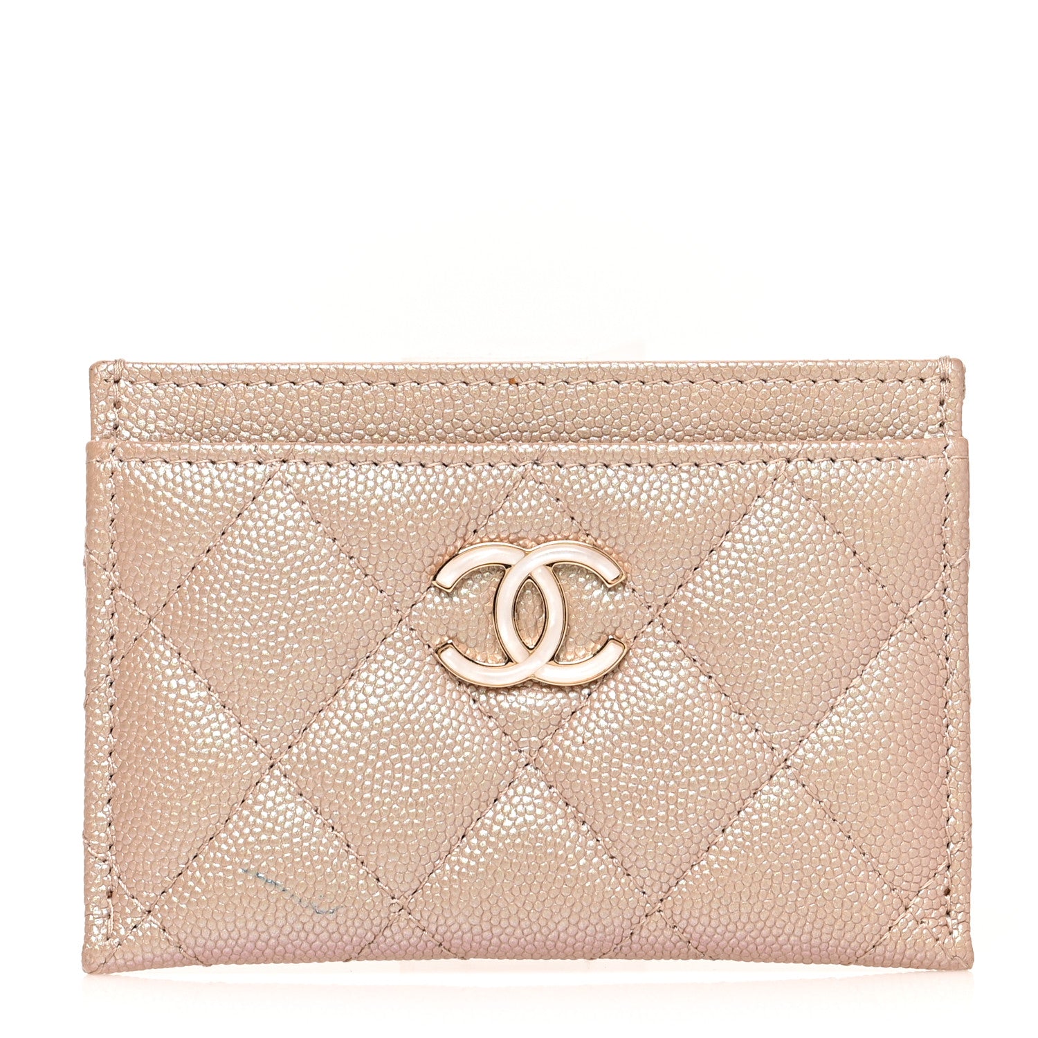 Chanel Iridescent Caviar Quilted Card Holder Beige 1 of 9