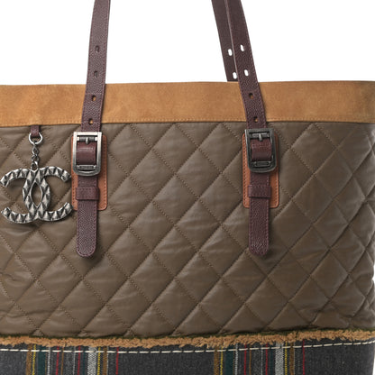 Chanel Coated Canvas Quilted Paris Edinburgh Tote Green Brown Multicolor 8 of 12