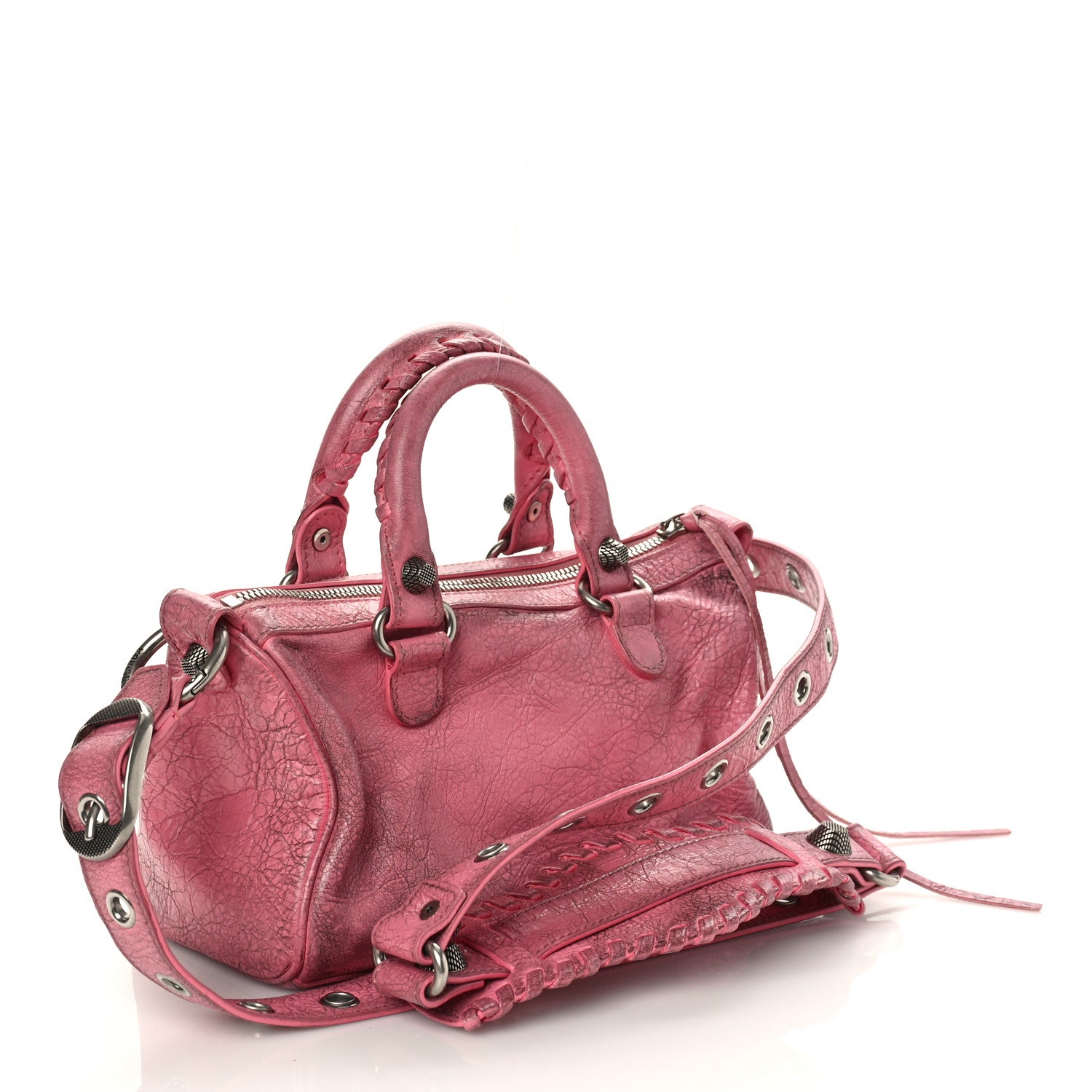 Balenciaga Agneau Arena Dirty Effect Mini Le Cagole Duffle Crossbody Bag Sweet Pink 4 of 10