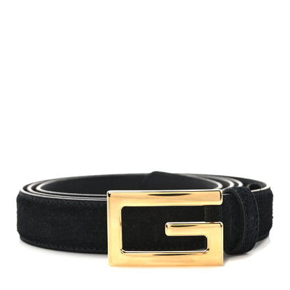 Gucci Suede Icaro G Cube 25mm Belt 105 42 Black 1 of 4