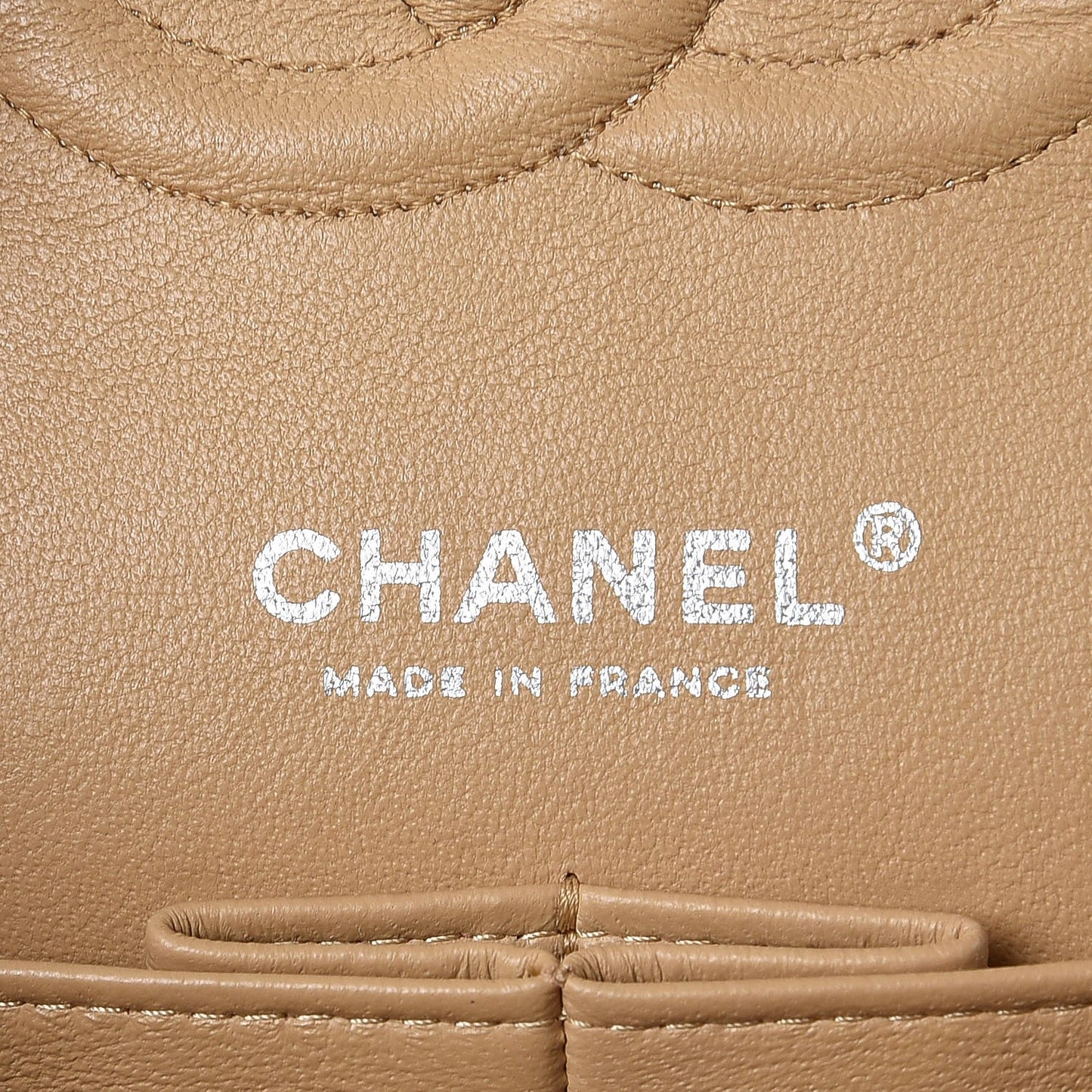 Lambskin Quilted Medium Double Flap Beige