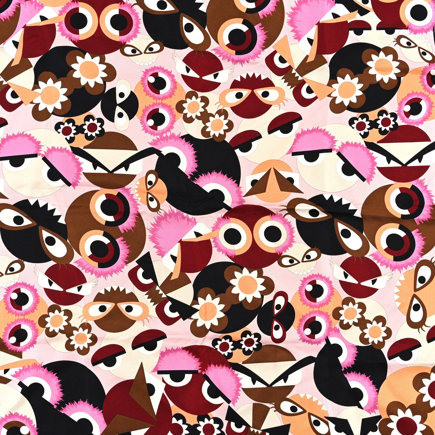 Fendi Silk Monster Eyes Square Scarf Multicolor 2 of 3
