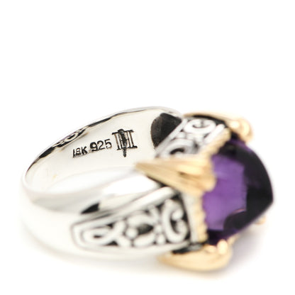 John Hardy Sterling Silver 18K Yellow Gold Amethyst Sugarloaf Ring 53 6.25 6 of 7