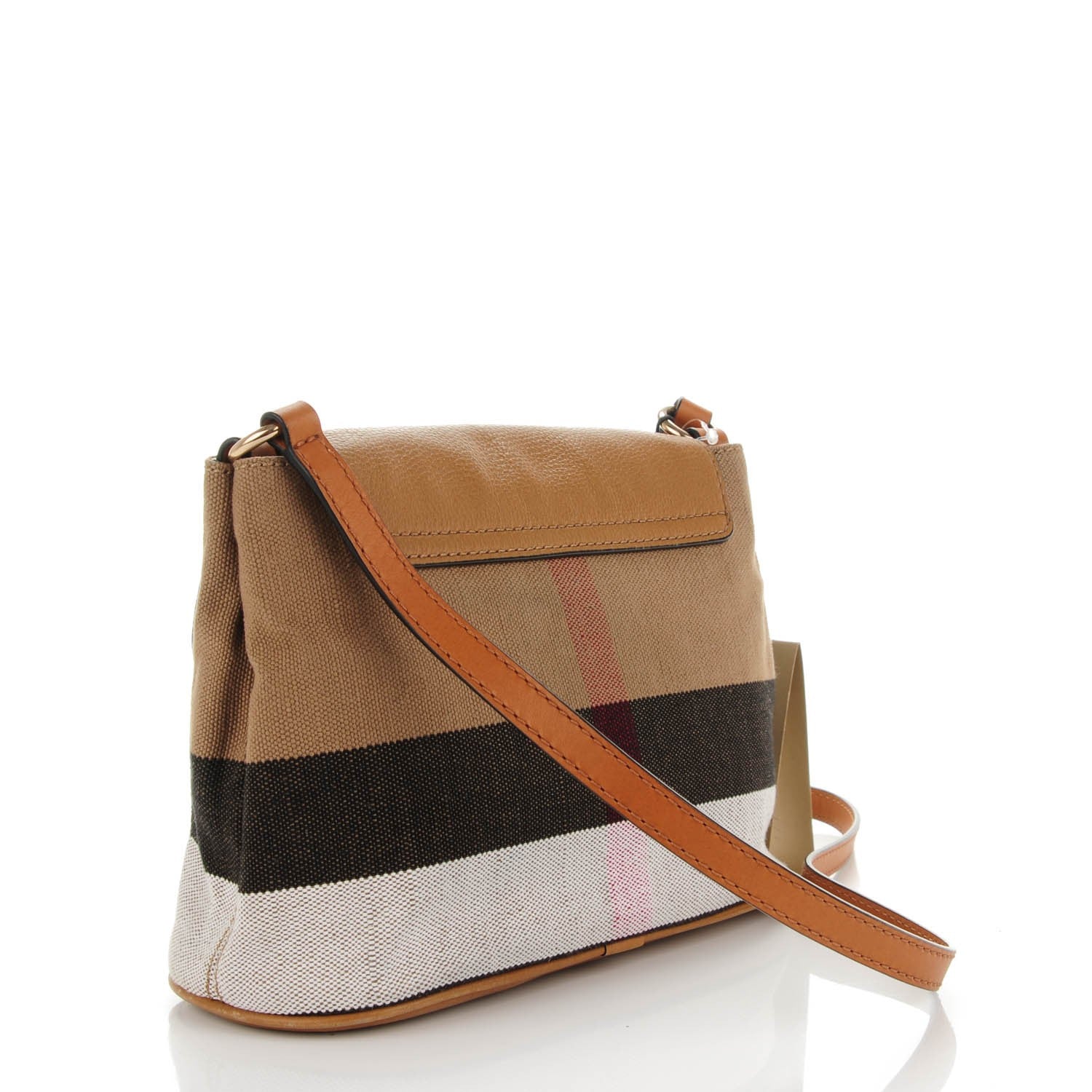 Burberry Mega Check Grainy Calfskin Small Gowan Messenger Bag Saddle Brown 2 of 11