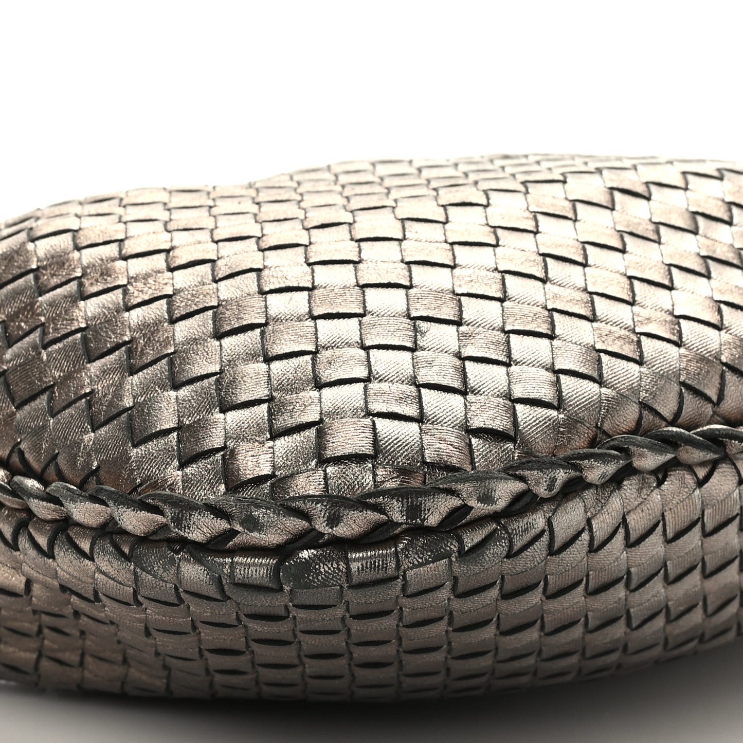 Metallic Nappa Intrecciato Medium Veneta Hobo Pewter