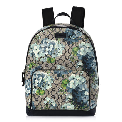 Gucci GG Supreme Monogram Blooms Medium Day Backpack Beige Blue Navy 1 of 12
