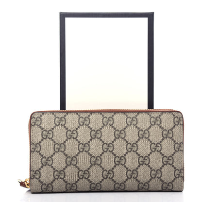 Gucci GG Supreme Monogram Cuoio Toscano Zip Around Wallet Beige Ebony Cuir 15 of 15
