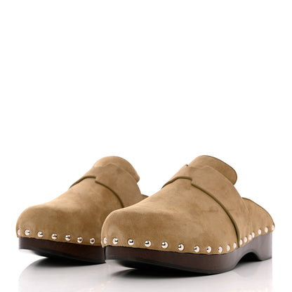 Hermes Suede Goatskin Calya Mules 40 in Beige Gobi 3 of 9