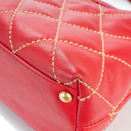 Chanel Calfskin Quilted Surpique Hobo Red 9 of 9