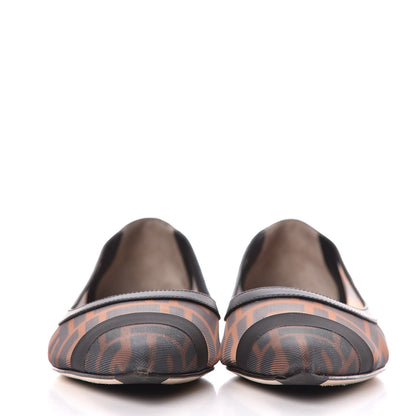 Fendi Mesh FF Skimmer Ballerina Flats 38 Tobacco Moro Black 2 of 9