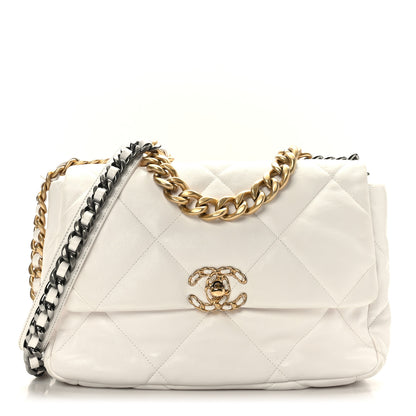 Chanel Goatskin Quilted Large Chanel 19 Flap White 1 of 9