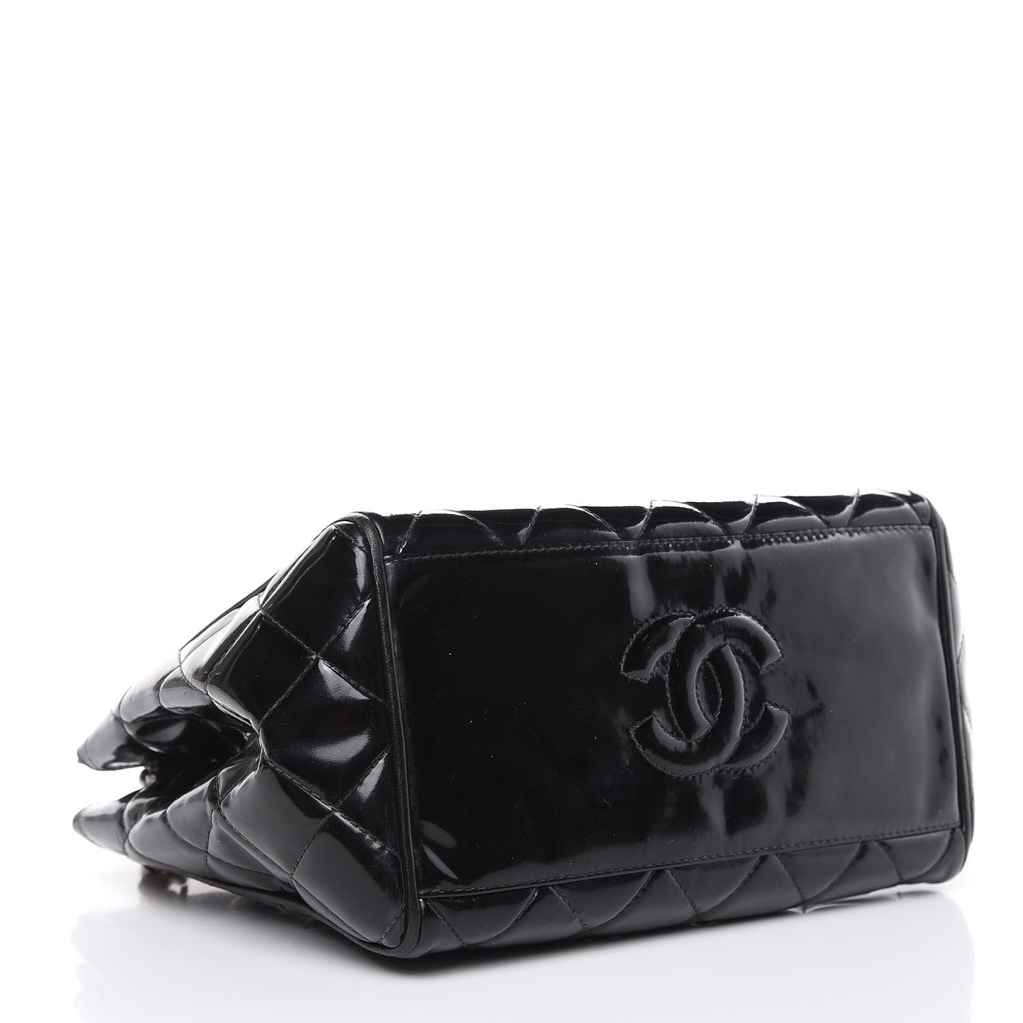 Patent Quilted CC Shoulder Bag Black