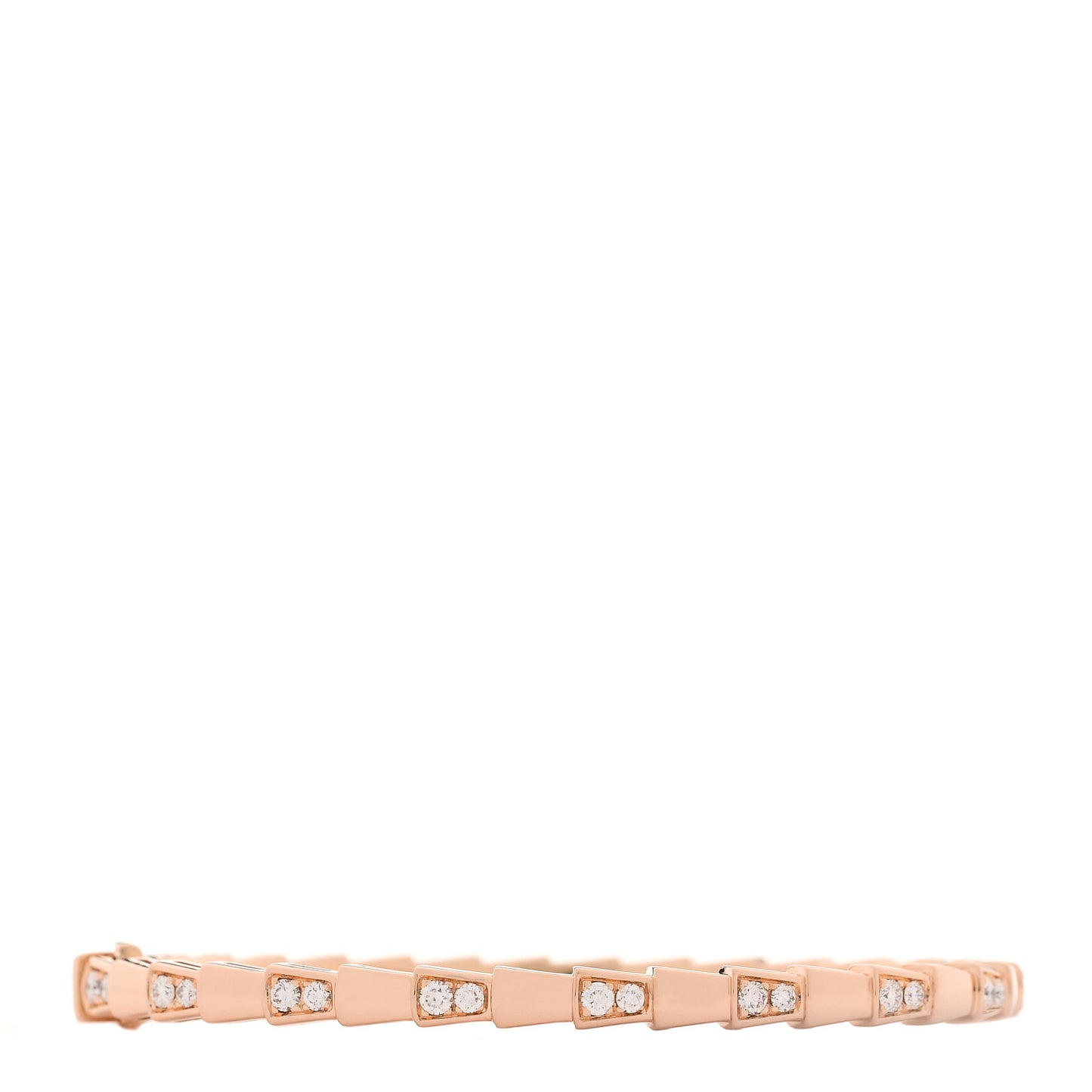 18K Rose Gold Diamond Serpenti Viper Bangle Bracelet SM