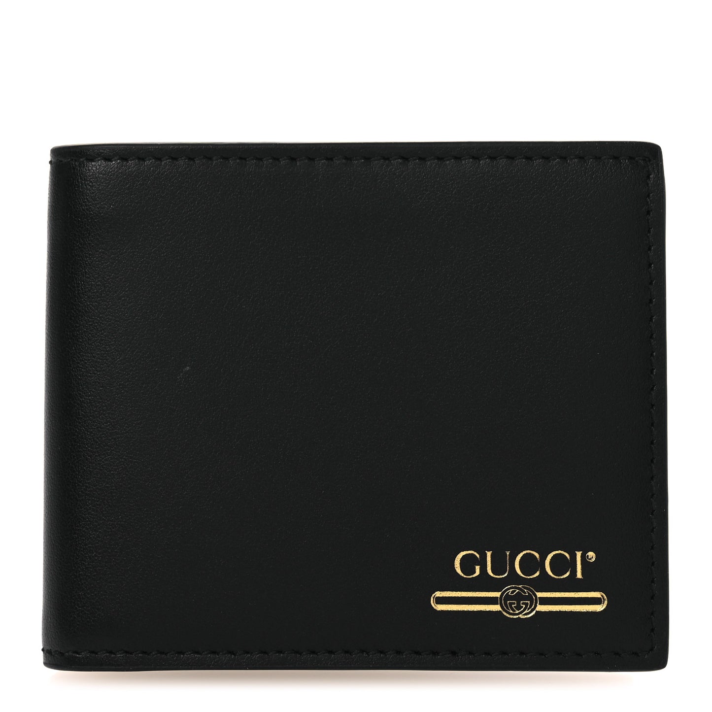 Plutone Calfskin Logo Bi-Fold Wallet Black