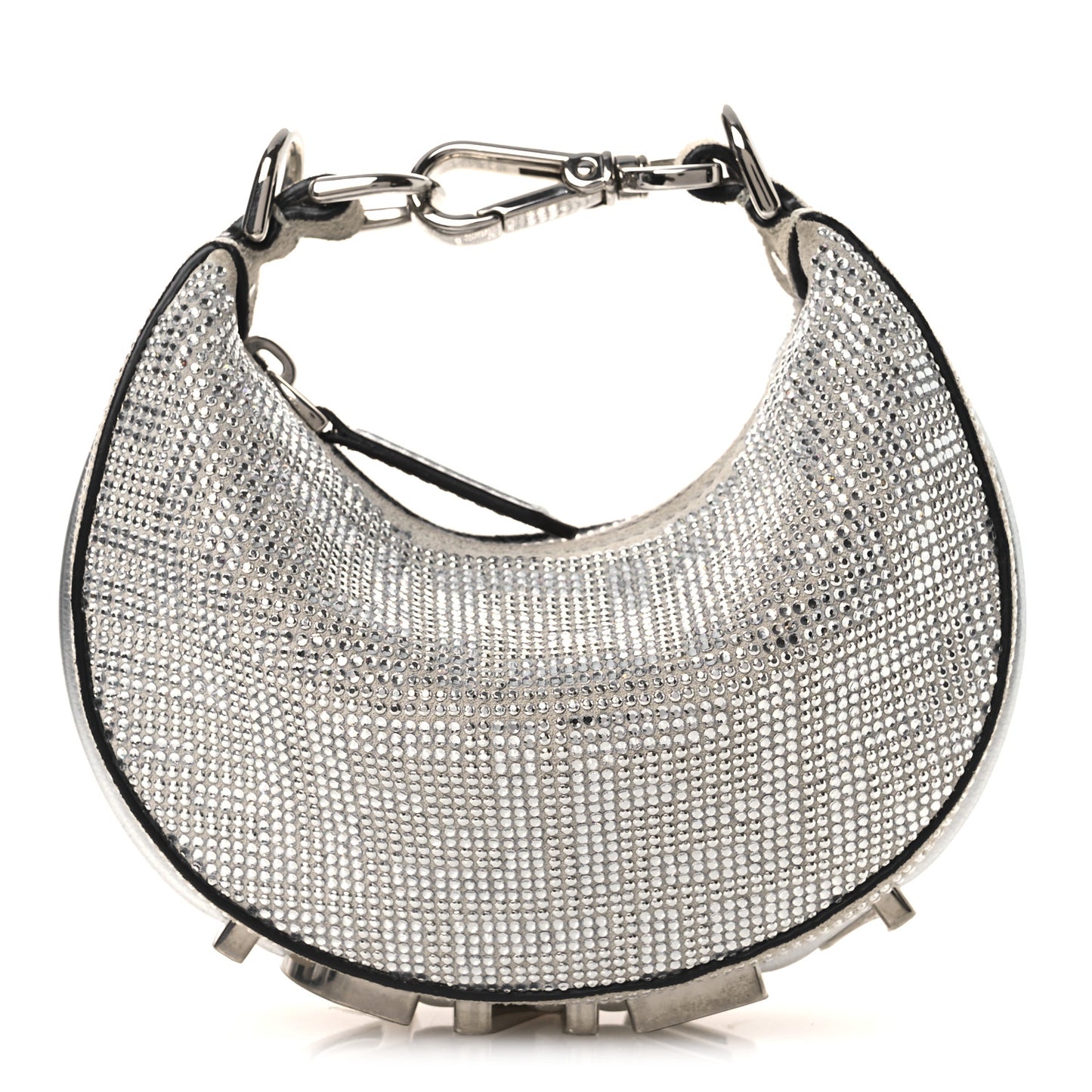 Crystal Vitello Laminato Suede FF Nano Fendigraphy Hobo Charm Grey