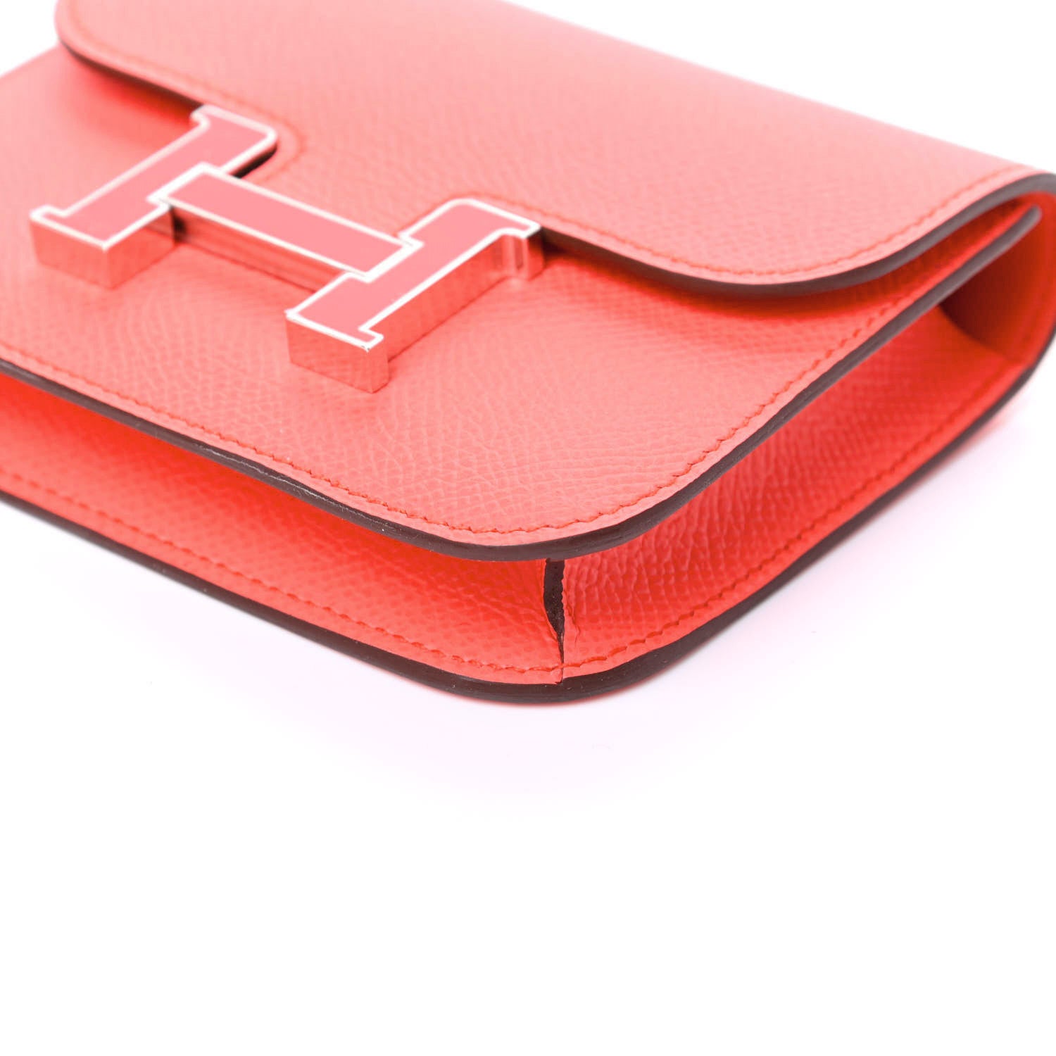 Hermes Epsom Enamel Constance Slim Wallet Rose Texas Rouge De Coeur 9 of 10